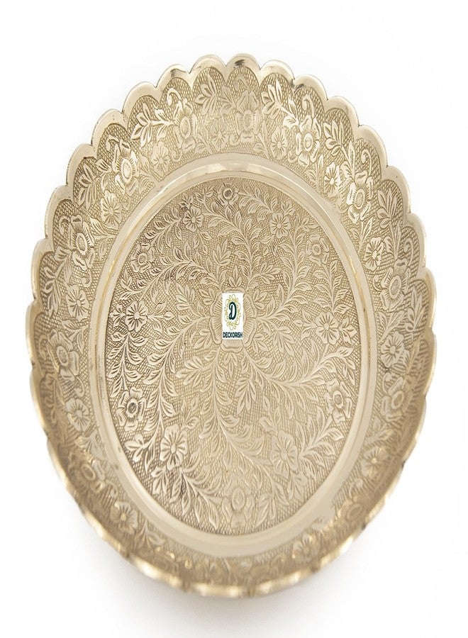 D DECKORISH Handcrafted Brass Plate | Traditional Indian Decorative Thali | Ideal for Pooja, Dining Table, Festive Display & Gifting | Durable, Elegant & Multi-Purpose - Image 5